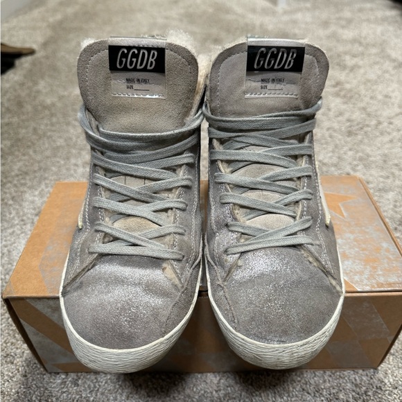 Golden Goose Francy Silver Glitter Suede & Shearling Sneaker sz 37 - Picture 6 of 13